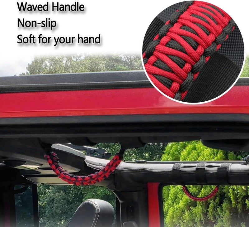 Kujunpao 4 X Roll Bar Grab Handles Grip Handle Compatible with Jeep Wrangler JLU JK JKU TJ YJ LJ JT JL & Gladiator JT 1955-2022 UTV & ATV(Red) - Image 5